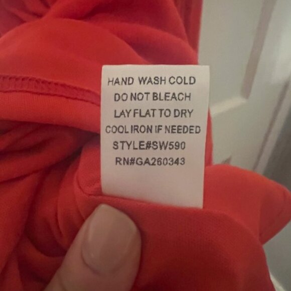 Handkerchief Drape Halter Dress - Orange - Picture 6 of 9